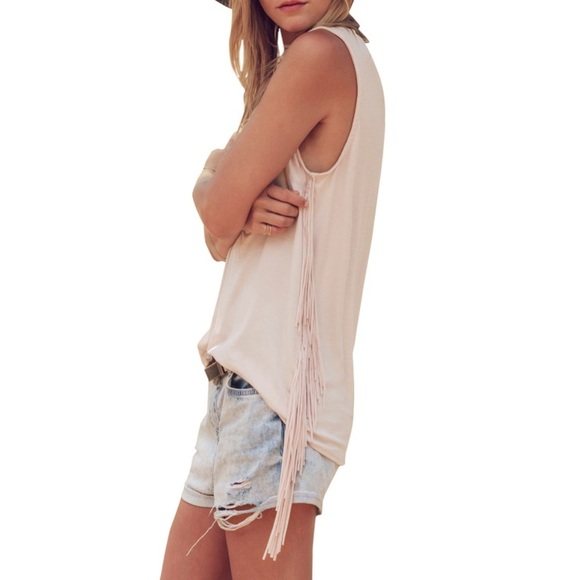 ASTARS desert nights pink fringe tank top - Picture 3 of 11